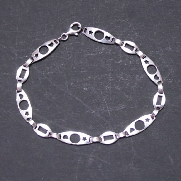 Vintage Silver Bracelet with Star and Circle Design - Picture 1 of 12